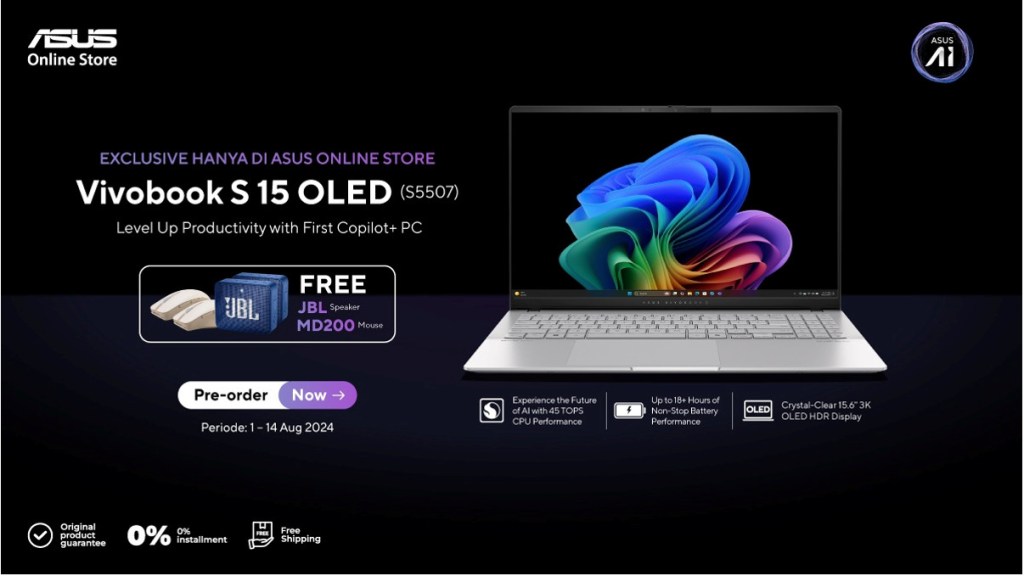 Laptop Copilot+ PC Vivobook S 15 OLED Sudah Dapat Dipesan&nbsp;Sekarang